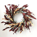 Burgundy, Tan and Green Leafy Wreath