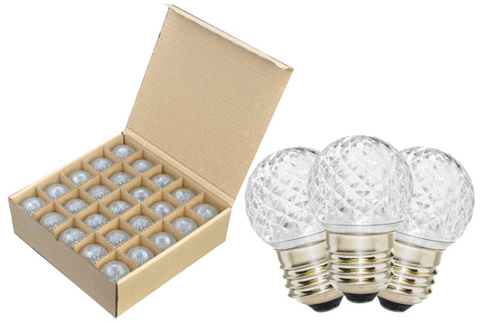 25 Pack G40 Non-Dimmable Pure White Commercial Retrofit Bulbs with E26 Base