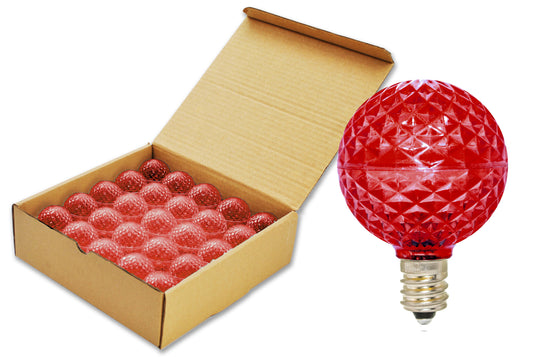 25 Pack of G40 Red Bulbs with E12 Base