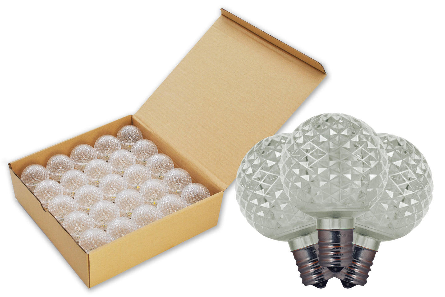 25 Pack of G50 Non-Dimmable Cool White Commercial Retrofit Bulbs with E17 Base