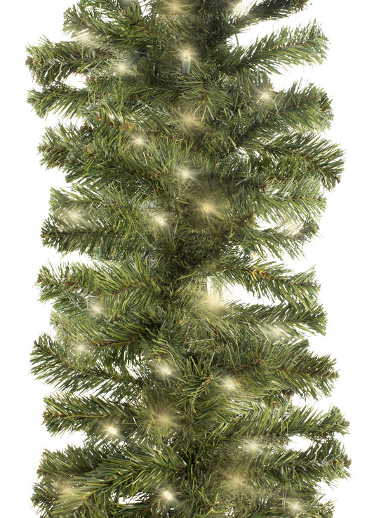 9' Pine Garland with Warm White LED Lights