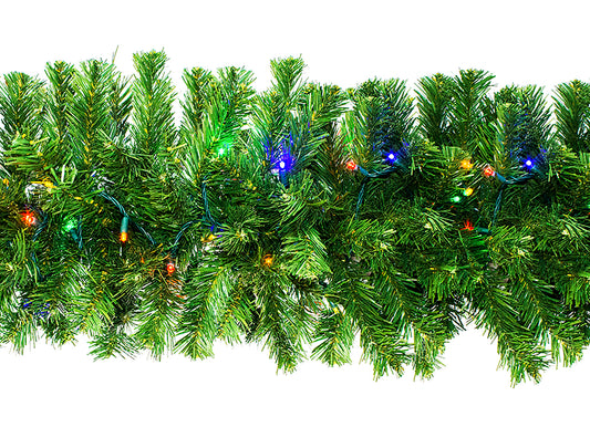 9' Sequoia Garland with Multicolored LED Lights