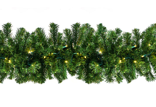 9' Sequoia Garland with Warm White LED Lights