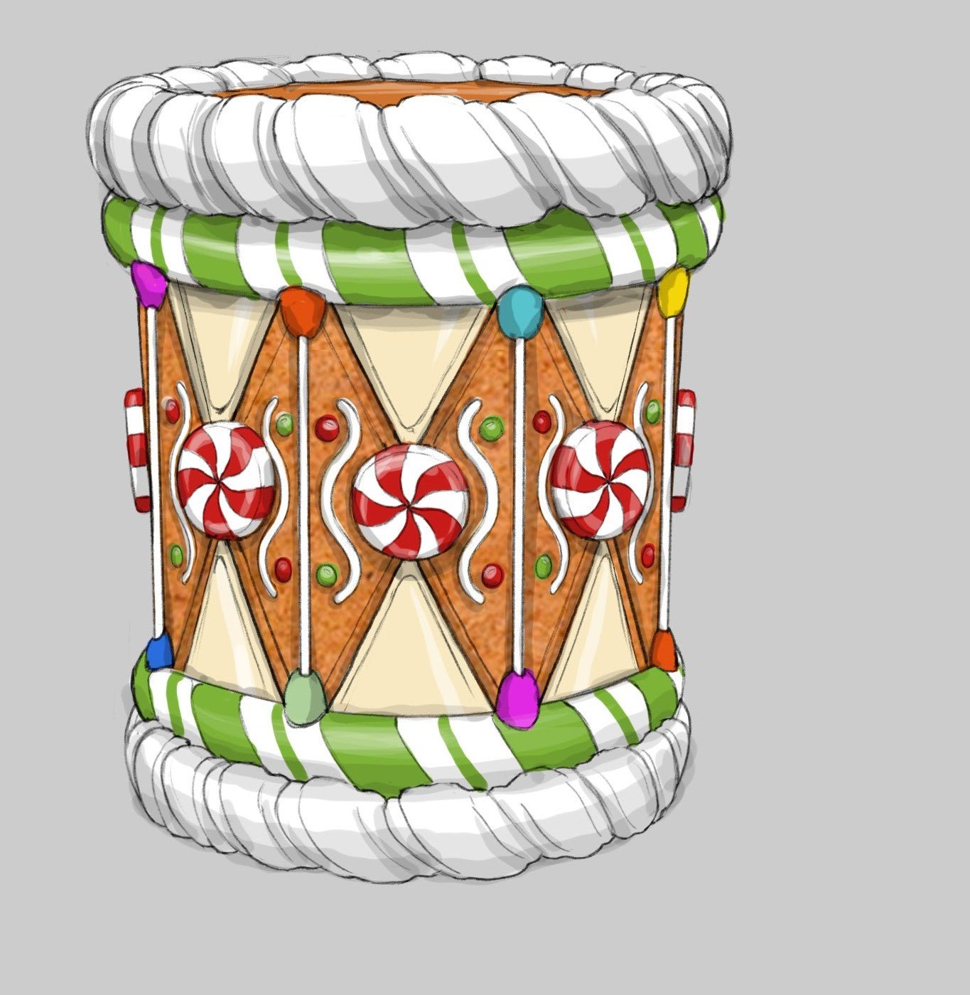 3' Tall 3D Gingerbread Drum