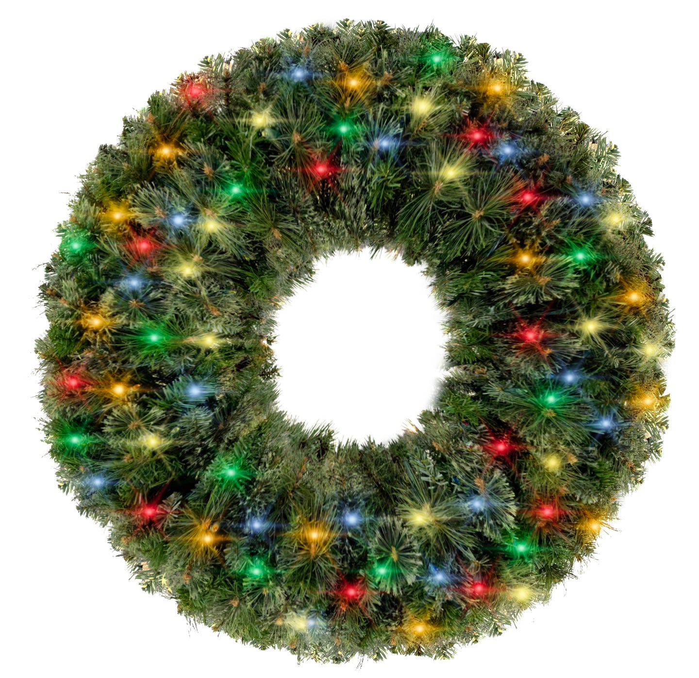 2' Mixed Blend Pine Wreath with Multicolored LED Lights