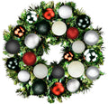 2' Mixed Blend Pine Wreath with Warm White LED Lights and Modern Themed Ornaments