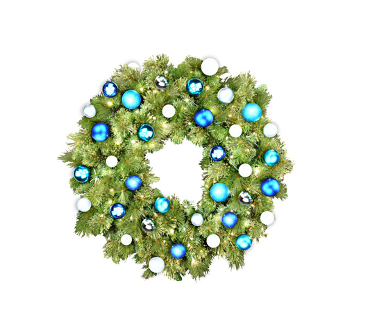 3' Mixed Blend Pine Wreath with Warm White LED and Arctic Themed Ornaments