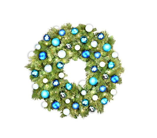 4' Mixed Blend Pine Wreath with Warm White LED Lights and Arctic Themed Ornaments