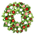 4' Mixed Blend Pine Wreath with Warm White LED Lights and Candy Themed Ornaments