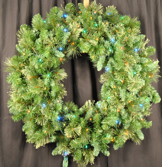 4' Mixed Blend Pine Wreath with Multicolored LED Lights