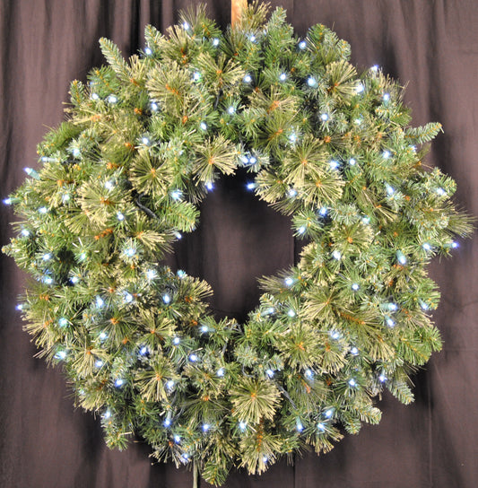 4' Mixed Blend Pine Wreath with Pure White LED Lights