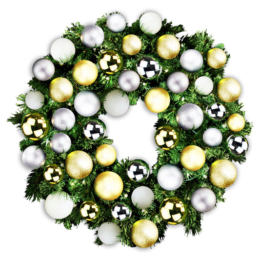 4' Mixed Blend Pine Wreath with Warm White LED Lights and Treasure Themed Ornaments