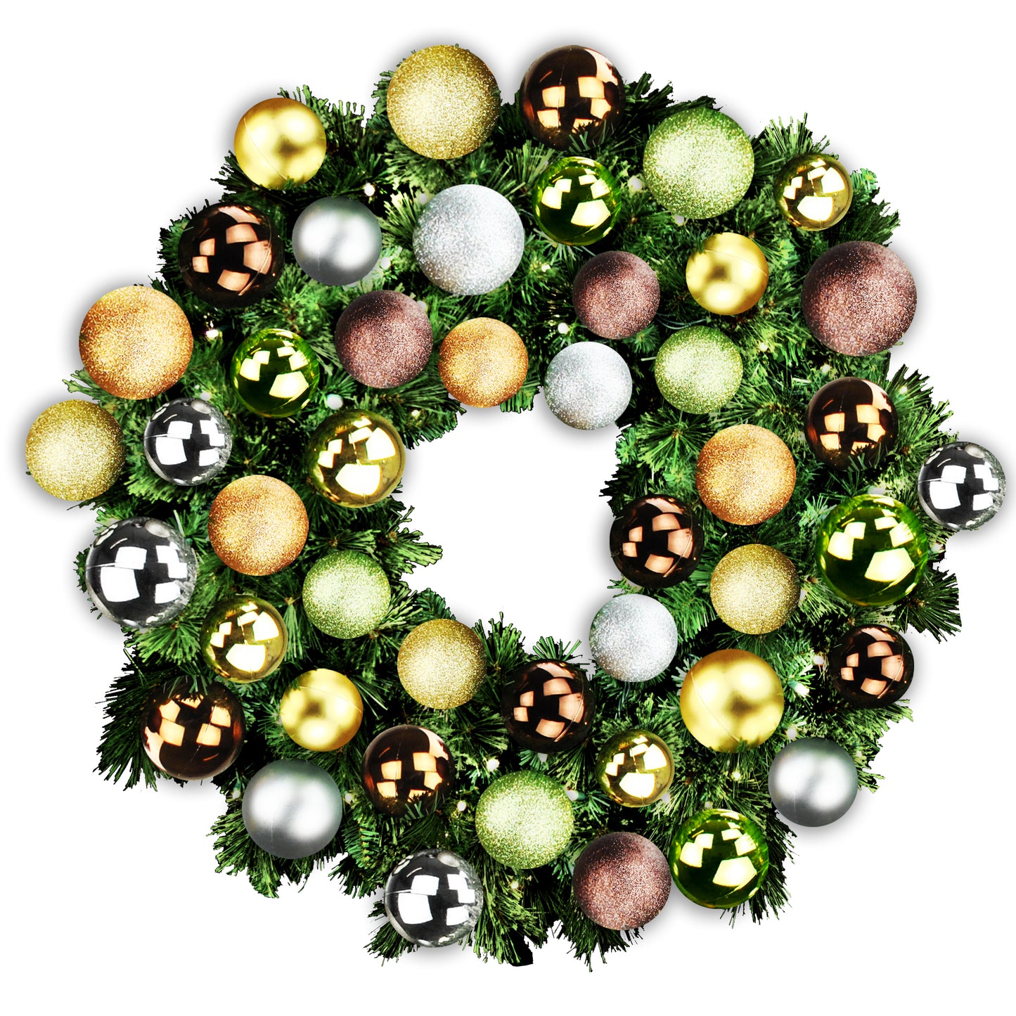 4' Mixed Blend Pine Wreath with Warm White LED Lights and Woodland Themed Ornaments