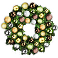 4' Mixed Blend Pine Wreath with Warm White LED Lights and Woodland Themed Ornaments