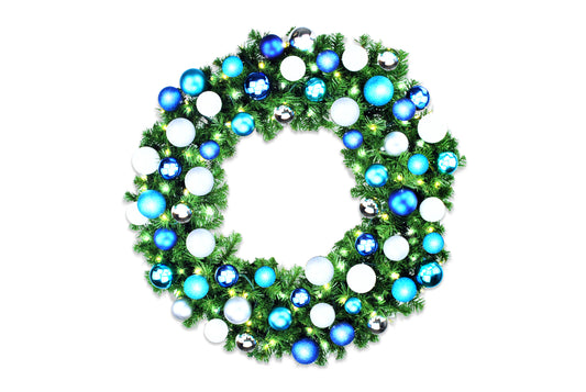 5' Mixed Blend Pine Wreath with Warm White LED Lights and Arctic Themed Ornaments