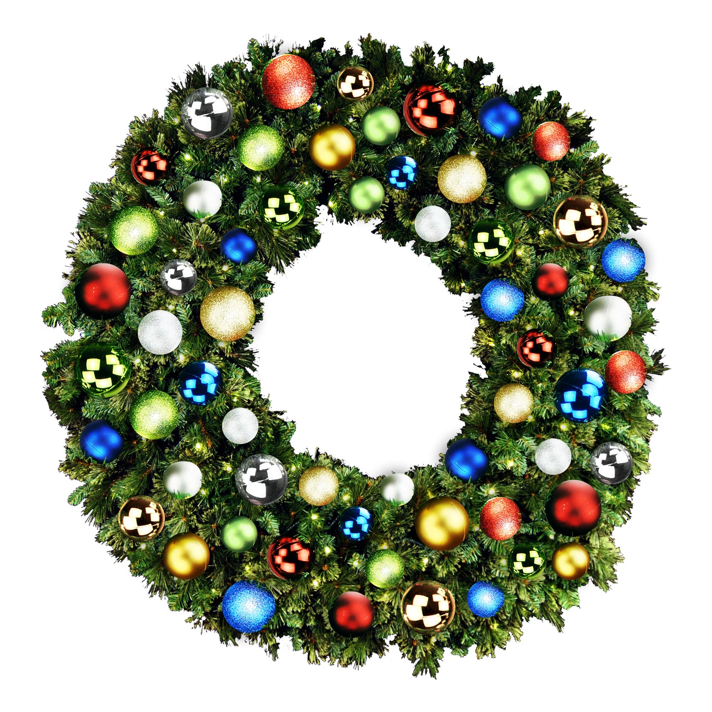 5' Mixed Blend Pine Wreath with Warm White LED Lights and Fiesta Themed Ornaments