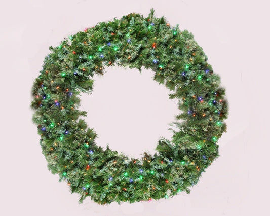 5' Mixed Blend Pine Wreath with Multicolored LED Lights