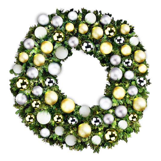 5' Mixed Blend Pine Wreath with Warm White LED Lights and Treasure Themed Ornaments