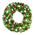 6' Blended Pine Wreath Decorated with Candy Collection Warm White LEDs