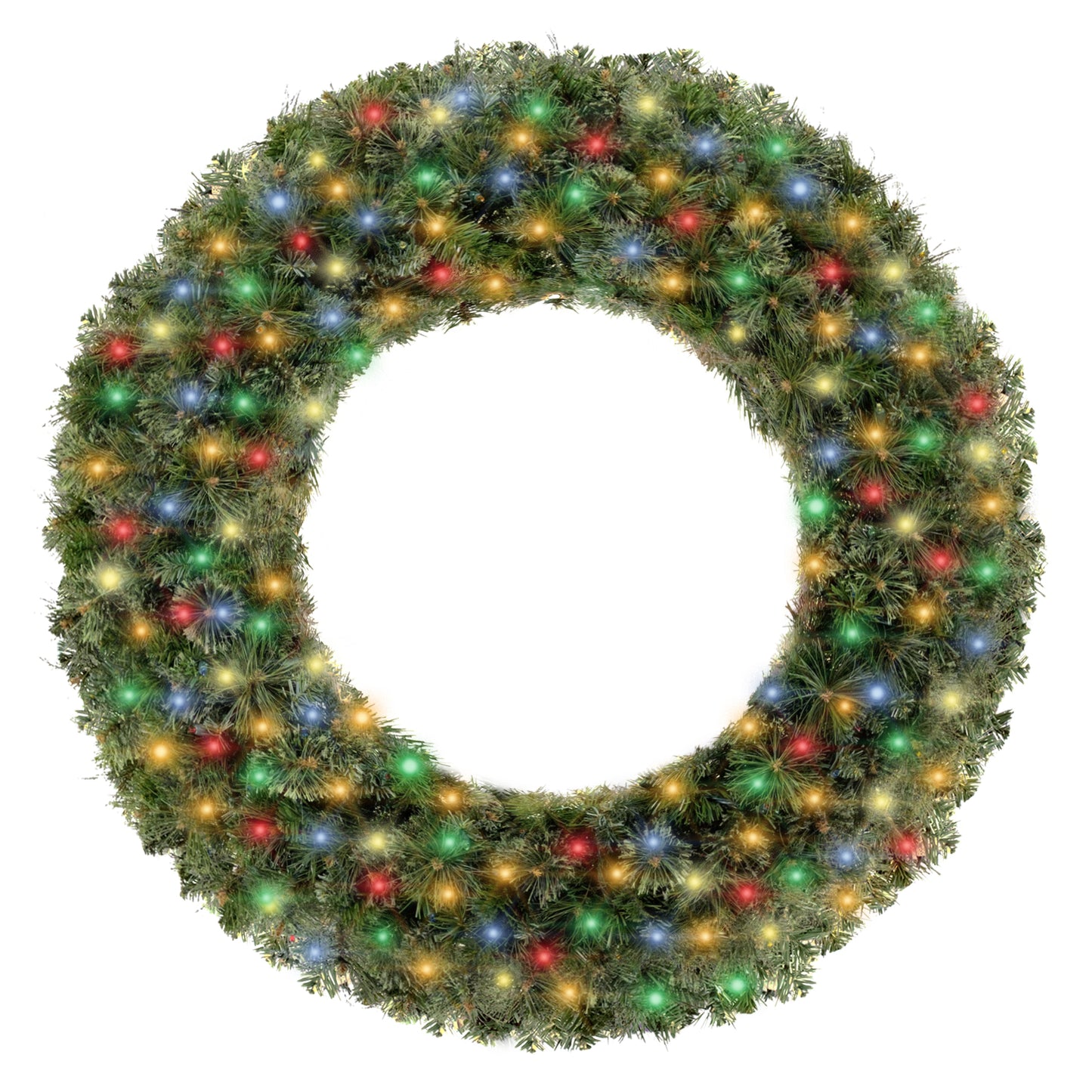 6' Blended Pine Wreath Pre-Lit with Multi Colored LEDS