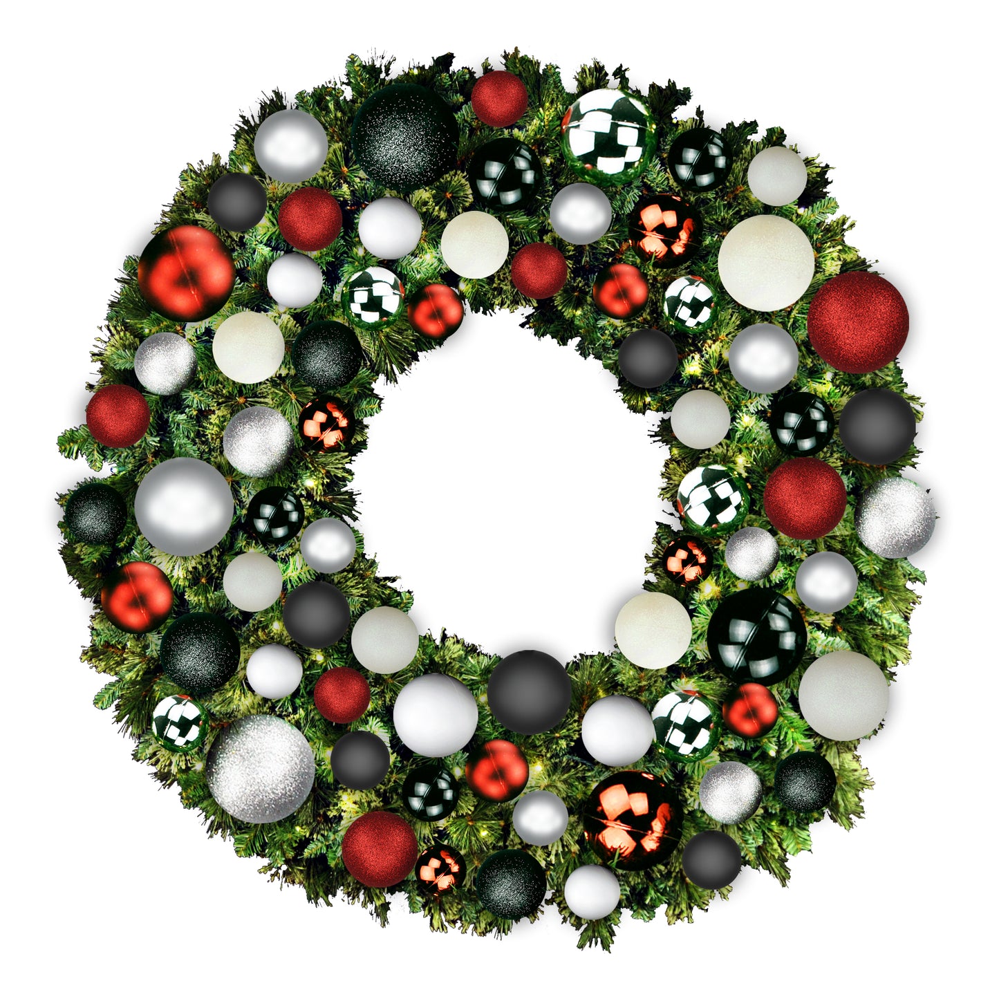 6' Blended Pine Wreath Decorated with Modern Collection Warm White LEDs