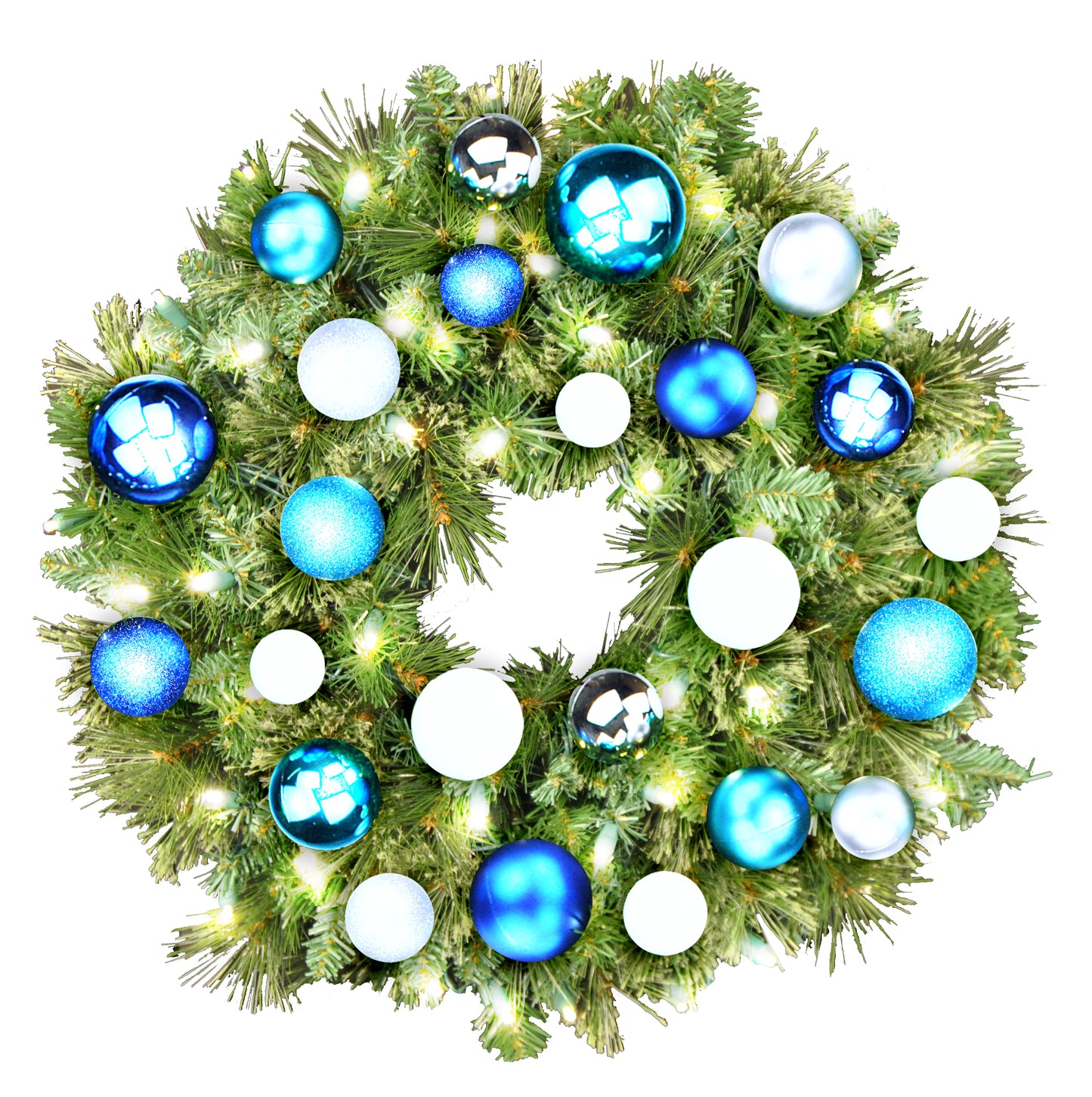 2' Sequoia Wreath with Warm White LED Lights and Arctic Themed Ornaments