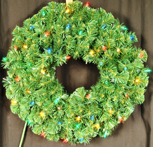 2' Sequoia Wreath with Incandescent Multicolored LED Lights