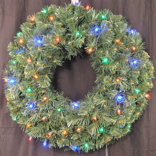 2' Sequoia Wreath with Battery Operated  Multicolored LED Lights