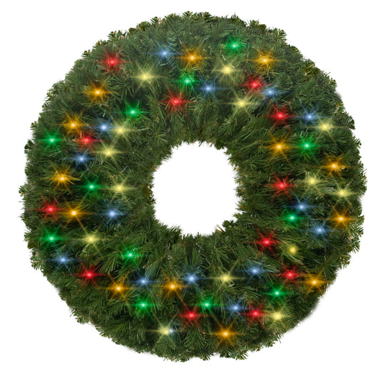 2' Sequoia Wreath with Multicolored LED Lights