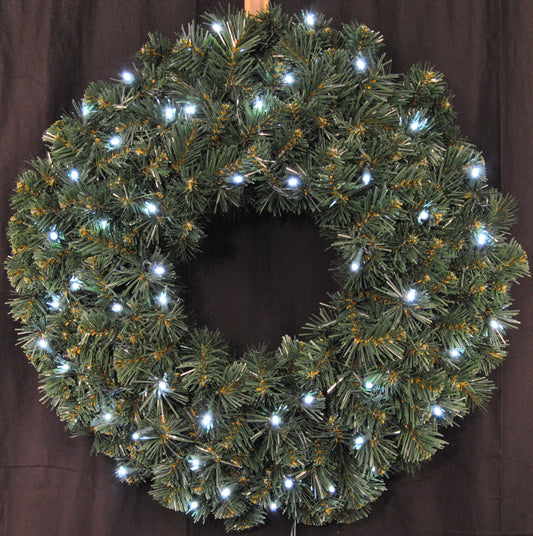 2' Pre-Lit Battery Operated Pure White LED Sequoia Wreath