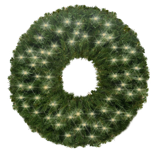 2' Pre-Lit Battery Operated Warm White LED Sequoia Wreath