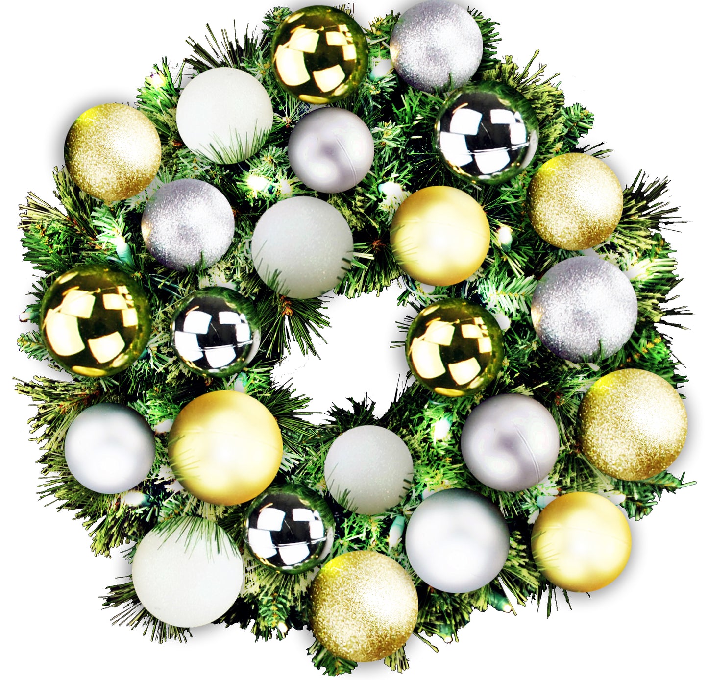 2' Sequoia Wreath with Warm White LED Lights and Treasure Themed Ornaments