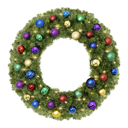 3' Sequoia Wreath with Warm White LED Lights and Royal Themed Ornaments