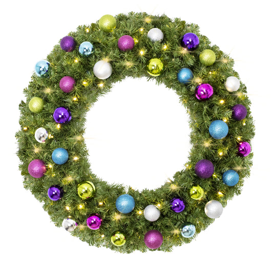 3' Sequoia Wreath with Warm White LED Lights and Victorian Themed Ornaments