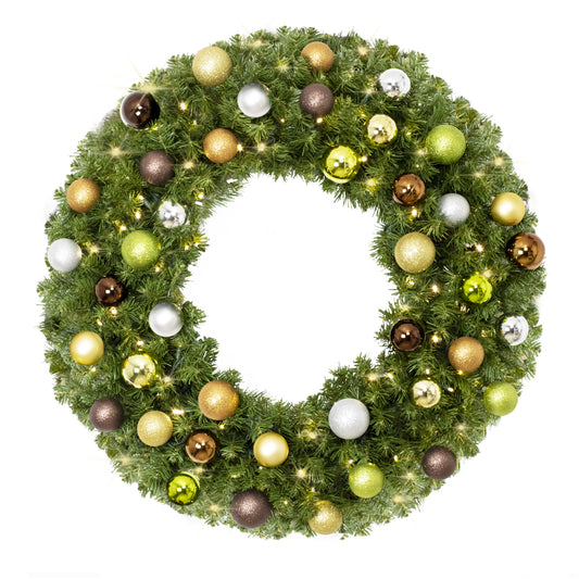 3' Sequoia Wreath with Warm White LED Lights and Woodland Themed Ornaments