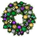 4' Sequoia Wreath Decorated with The Mardi Gras Ornament Collection Pre-Lit Warm White LEDS