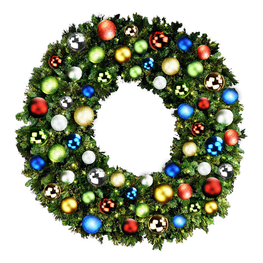 5' Sequoia Wreath with Warm White LED Lights and Fiesta Themed Ornaments