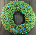 5' Sequoia Wreath with Multicolored LED Lights