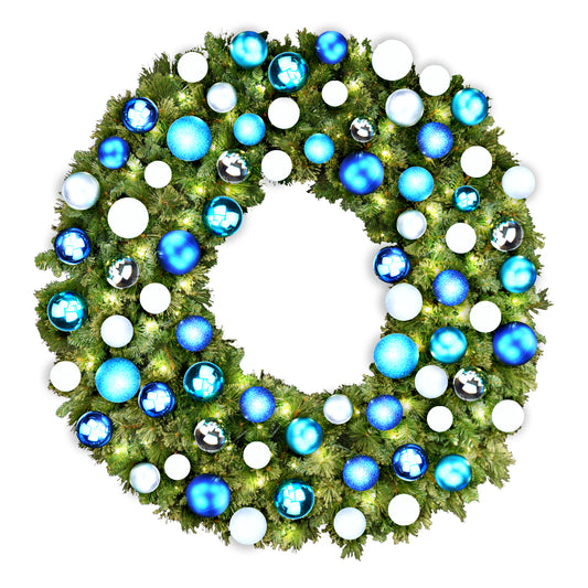 6' Sequoia Wreath with Warm White LED Lights and Arctic Themed Ornaments