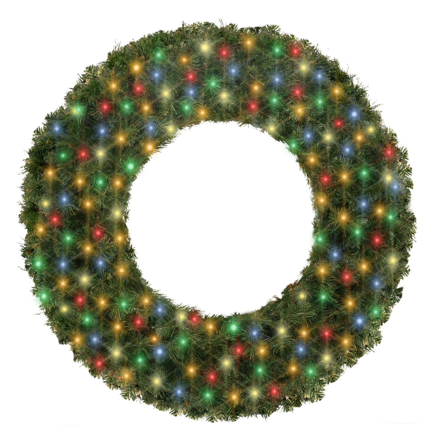 6' Sequoia Wreath with Multicolored LED Lights