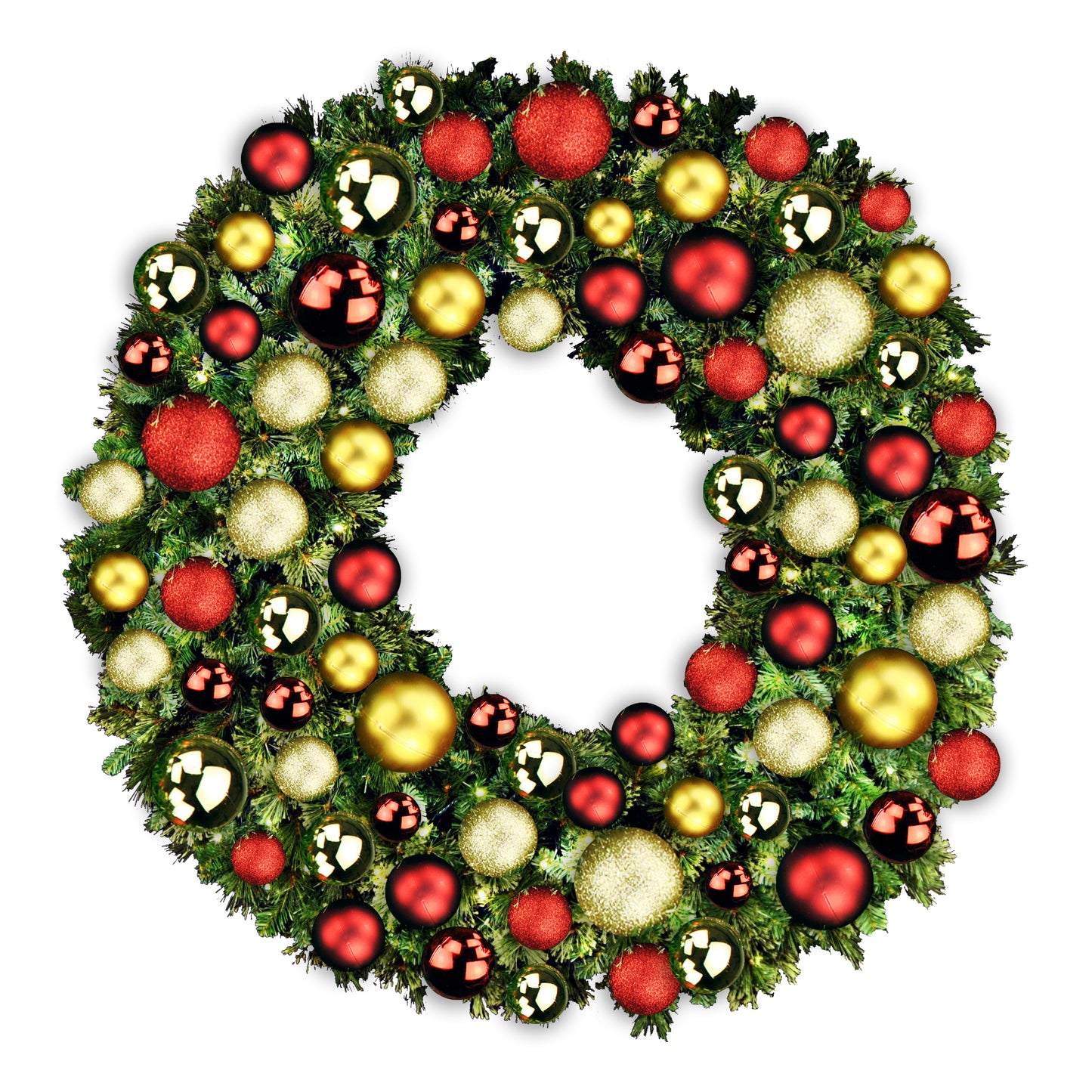 6' Sequoia Wreath Decorated with The Traditional Ornament Collection Pre-Lit Warm White LEDS