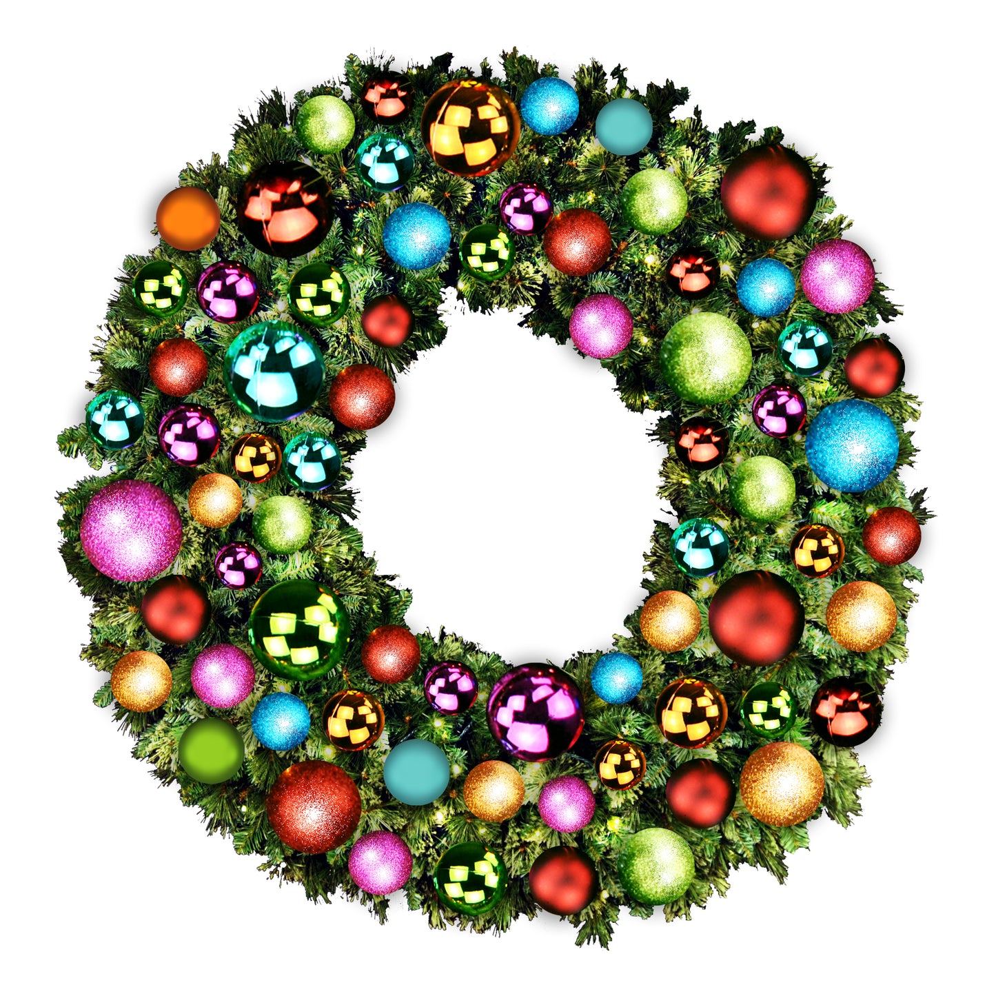 6' Sequoia Wreath with Warm White LED Lights and Tropical Themed Ornaments