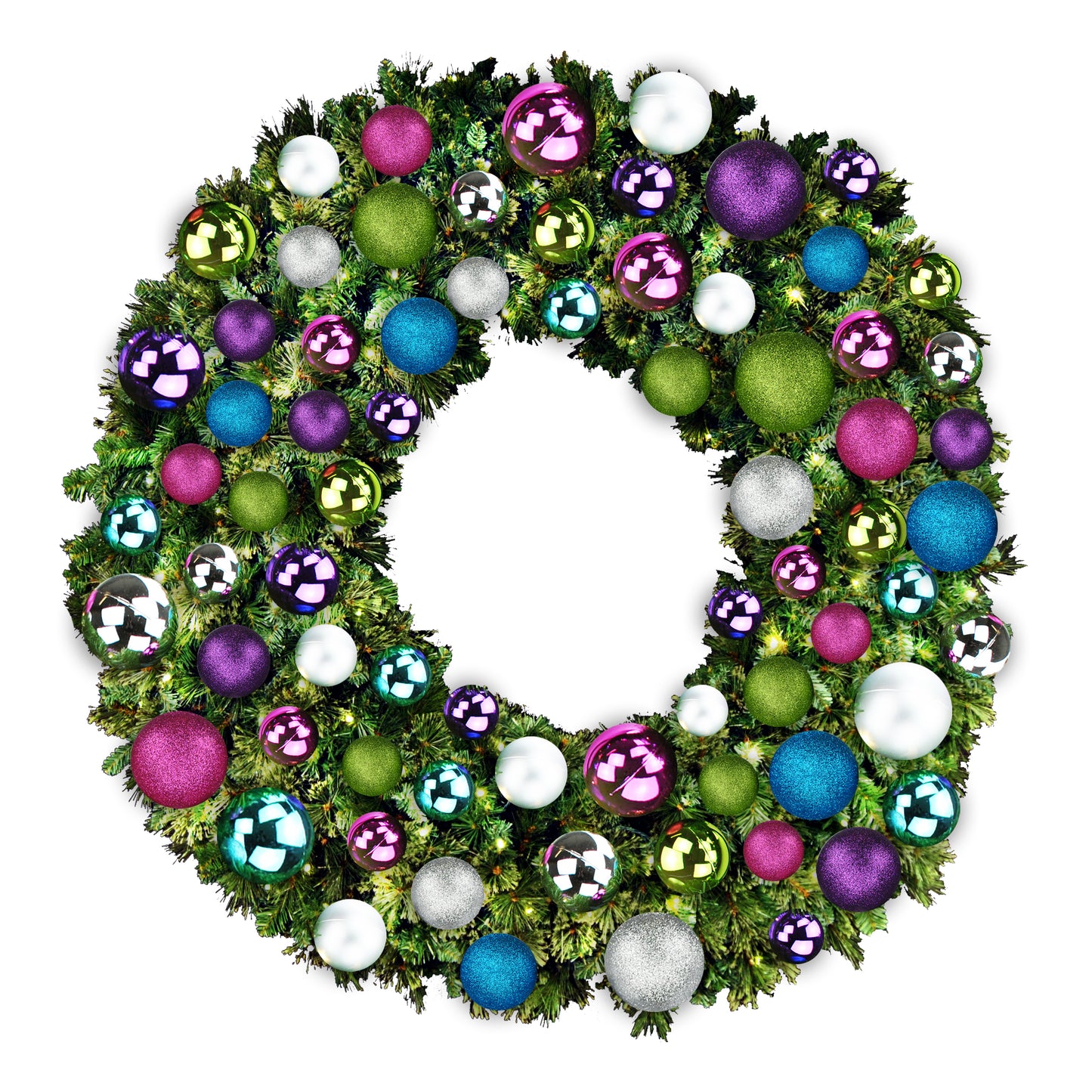 6' Sequoia Wreath with Warm White LED Lights and Victorian Themed Ornaments