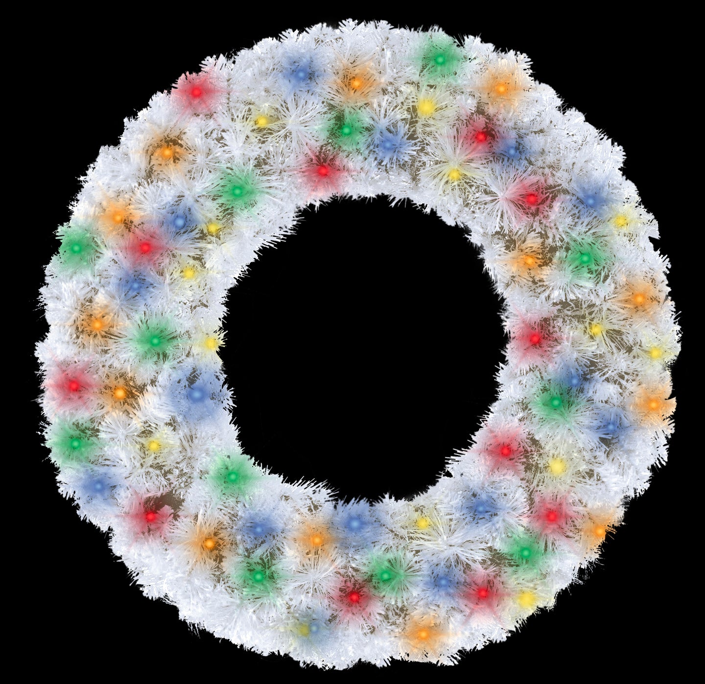 3' White Sequoia Wreath Pre-Lit with Multi Color LEDs