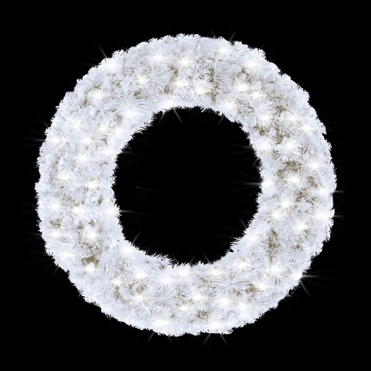 3' White Sequoia Wreath Pre-Lit with Pure White LEDs