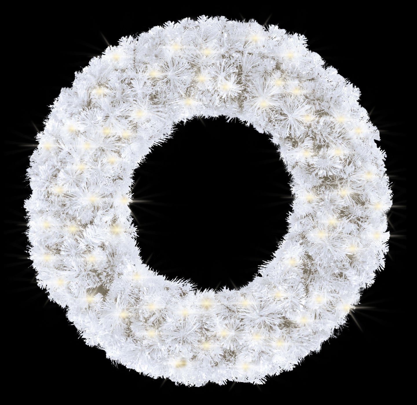 3' White Sequoia Wreath Pre-Lit with Warm White LEDs