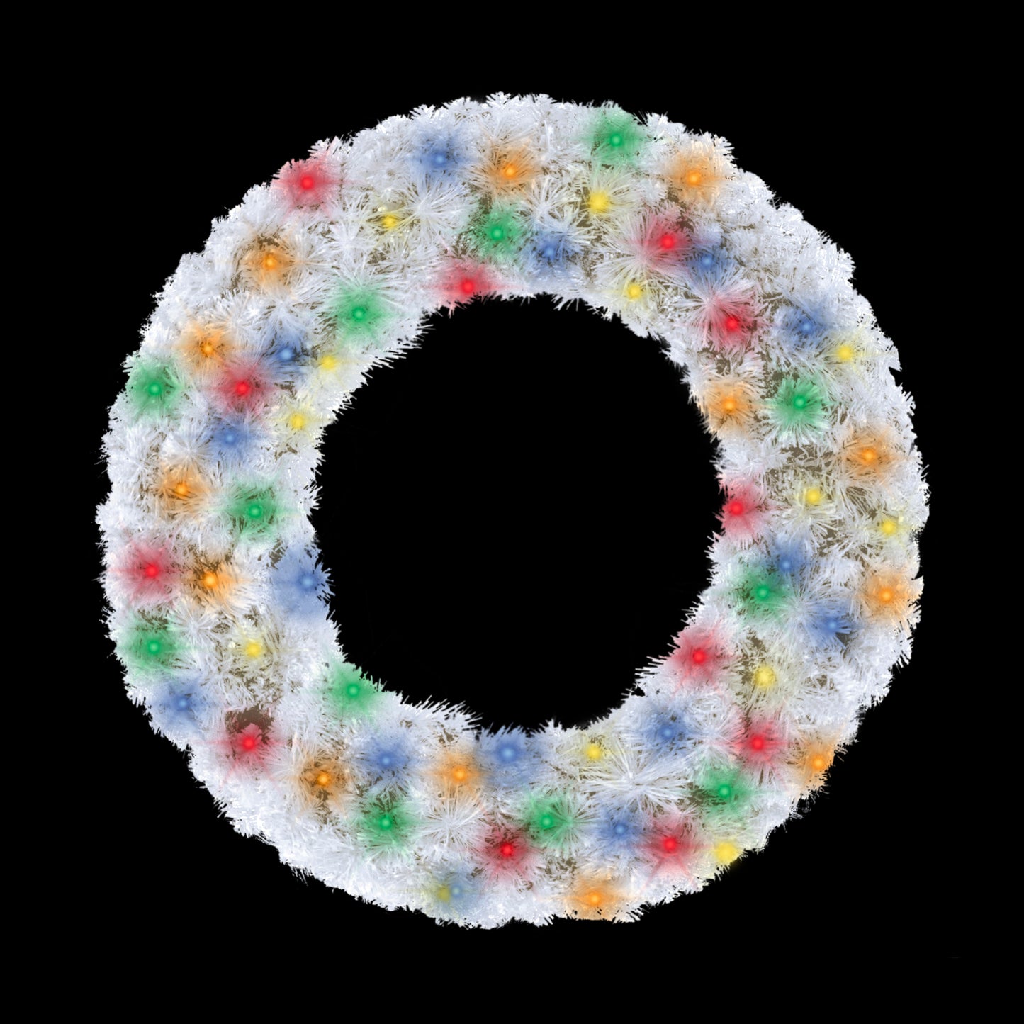4' White Sequoia Wreath Pre-Lit with Multi Color LEDs