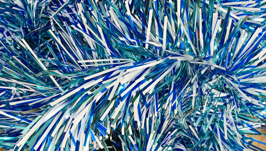 6" Metallic Aqua Translucent Blue and White Garland 20' Section