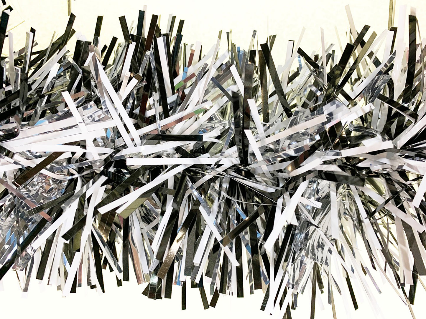 6" Black, White, and Silver Stuffed Garland 20' Long
