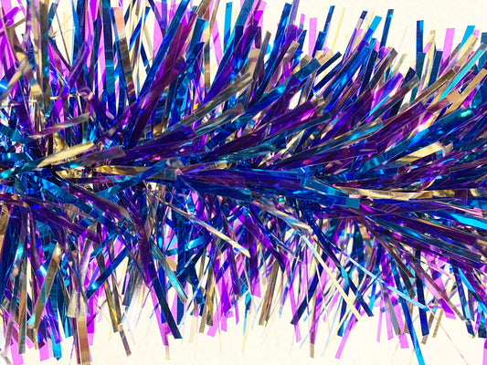 6" Blue, Purple, and Gold Stuffed Garland 20' Long